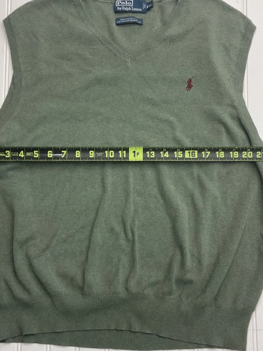 Polo Ralph Lauren Men's V-Neck Sweater 100% Pima Cotton Heather Sage Green XXL